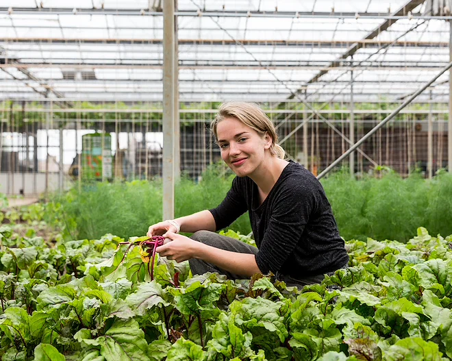 Aeres MBO Biologisch-dynamische landbouw - studente in de kas